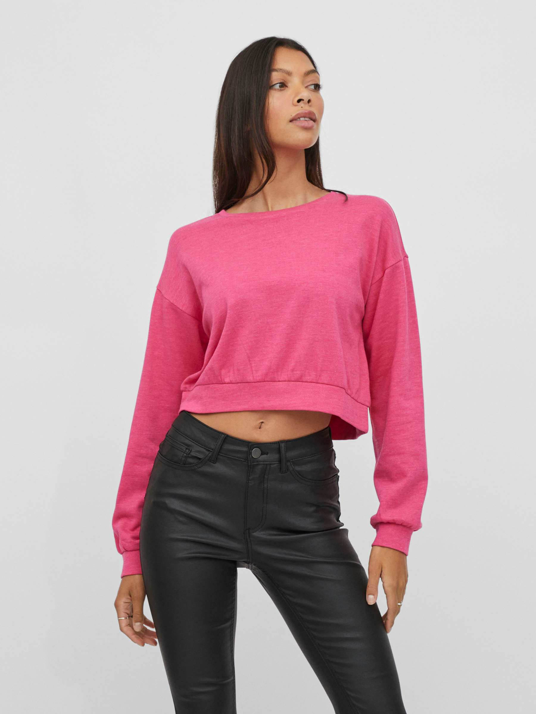 Pink cropped sweatshirt sale