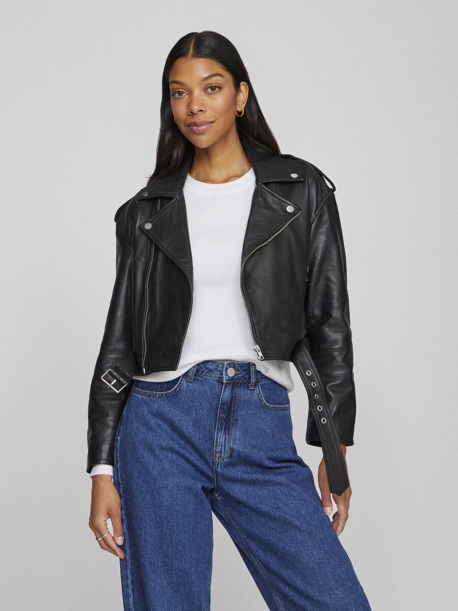 VILA BIKER LOOK LEATHER JACKET, Black, highres - 14106285_Black_003.jpg