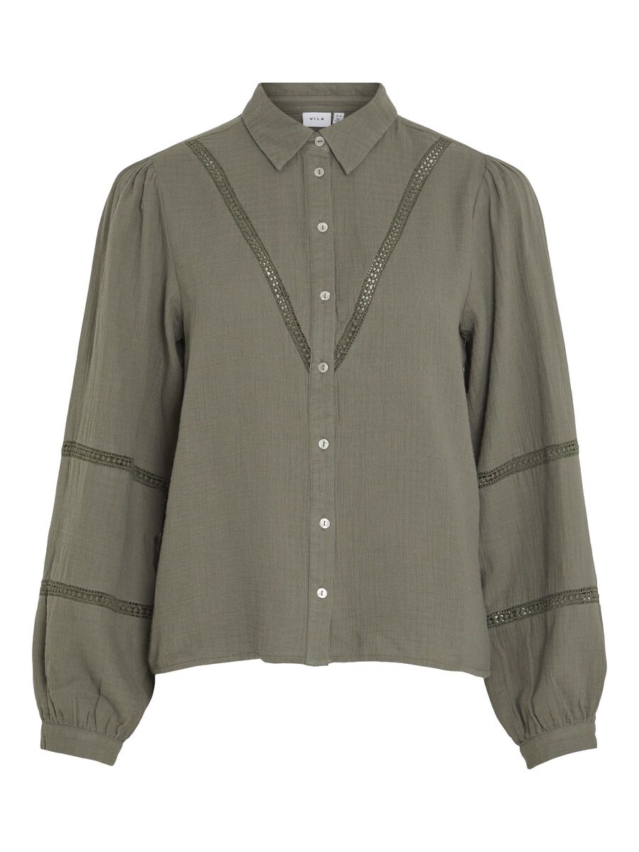VILA LACE DETAILED SHIRT, Dusty Olive, highres - 14093834_DustyOlive_001.jpg