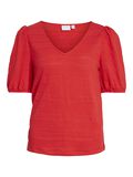 Vila SHORT-SLEEVED V-NECK TOP, Flame Scarlet, highres - 14086522_FlameScarlet_001.jpg