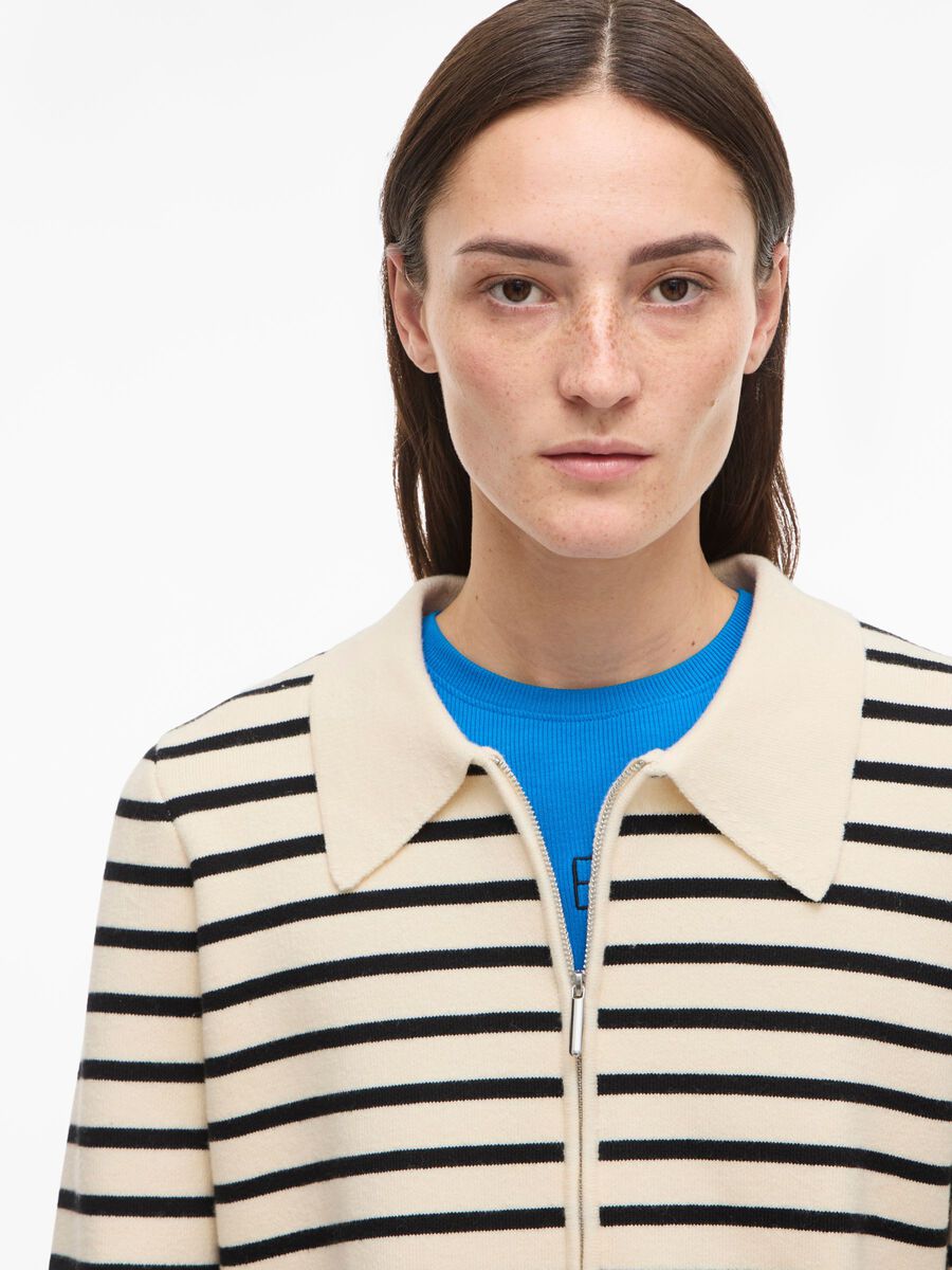 Carousel image - STRIPED KNITTED CARDIGAN, Birch | 3