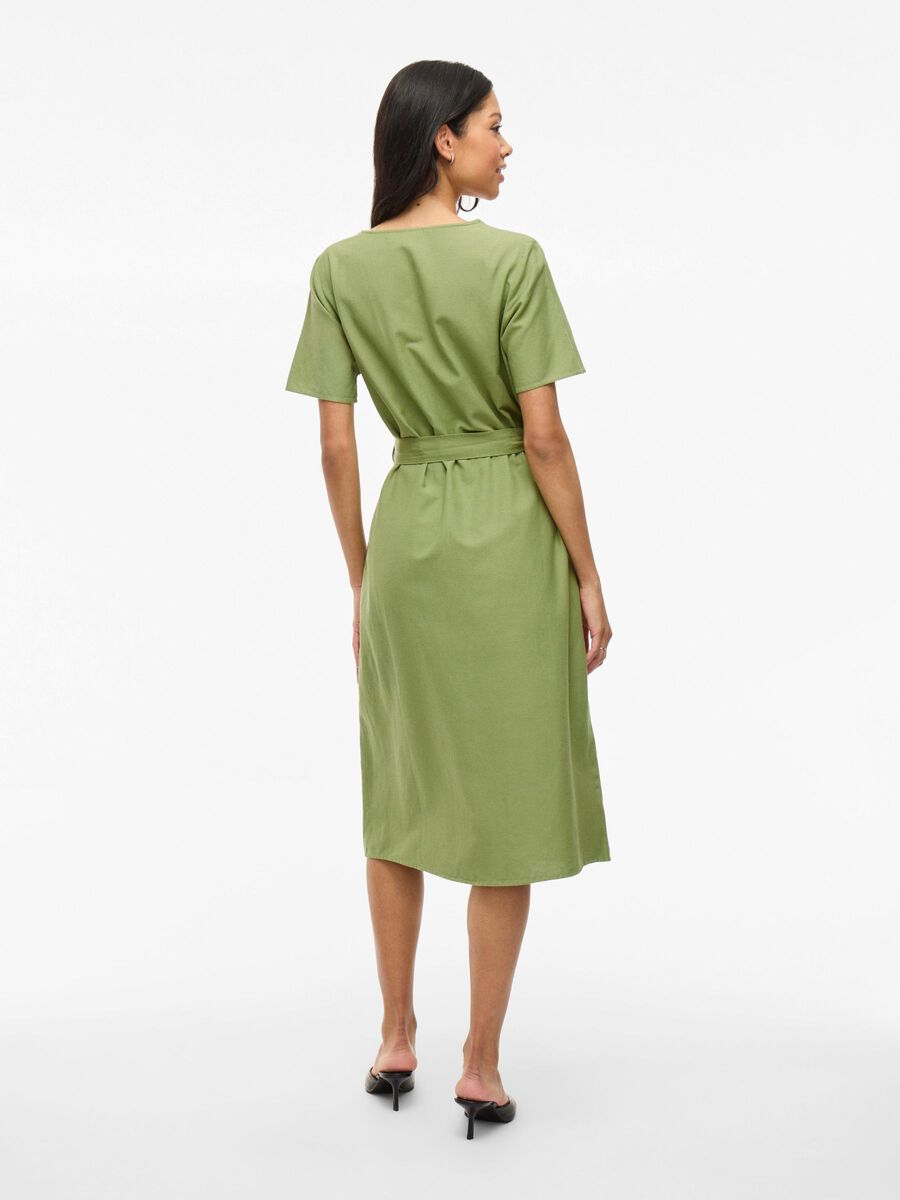 VILA SHORT SLEEVED MIDI DRESS, Sage, highres - 14096276_Sage_004.jpg