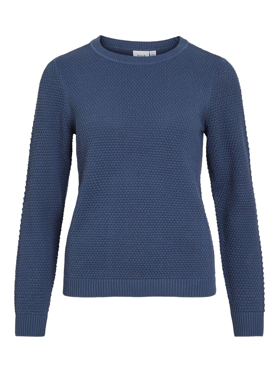 VILA VIDALO BASIC KNITTED PULLOVER, Vintage Indigo, highres - 14082767_VintageIndigo_001.jpg