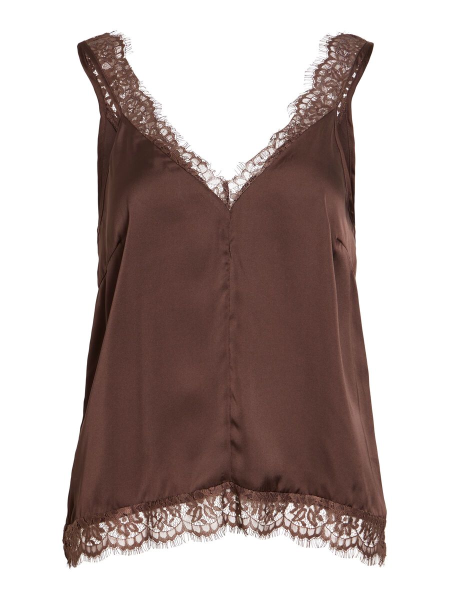 Carousel image - VISOFIE V-NECK SLEEVELESS TOP, Coffee Bean | 6