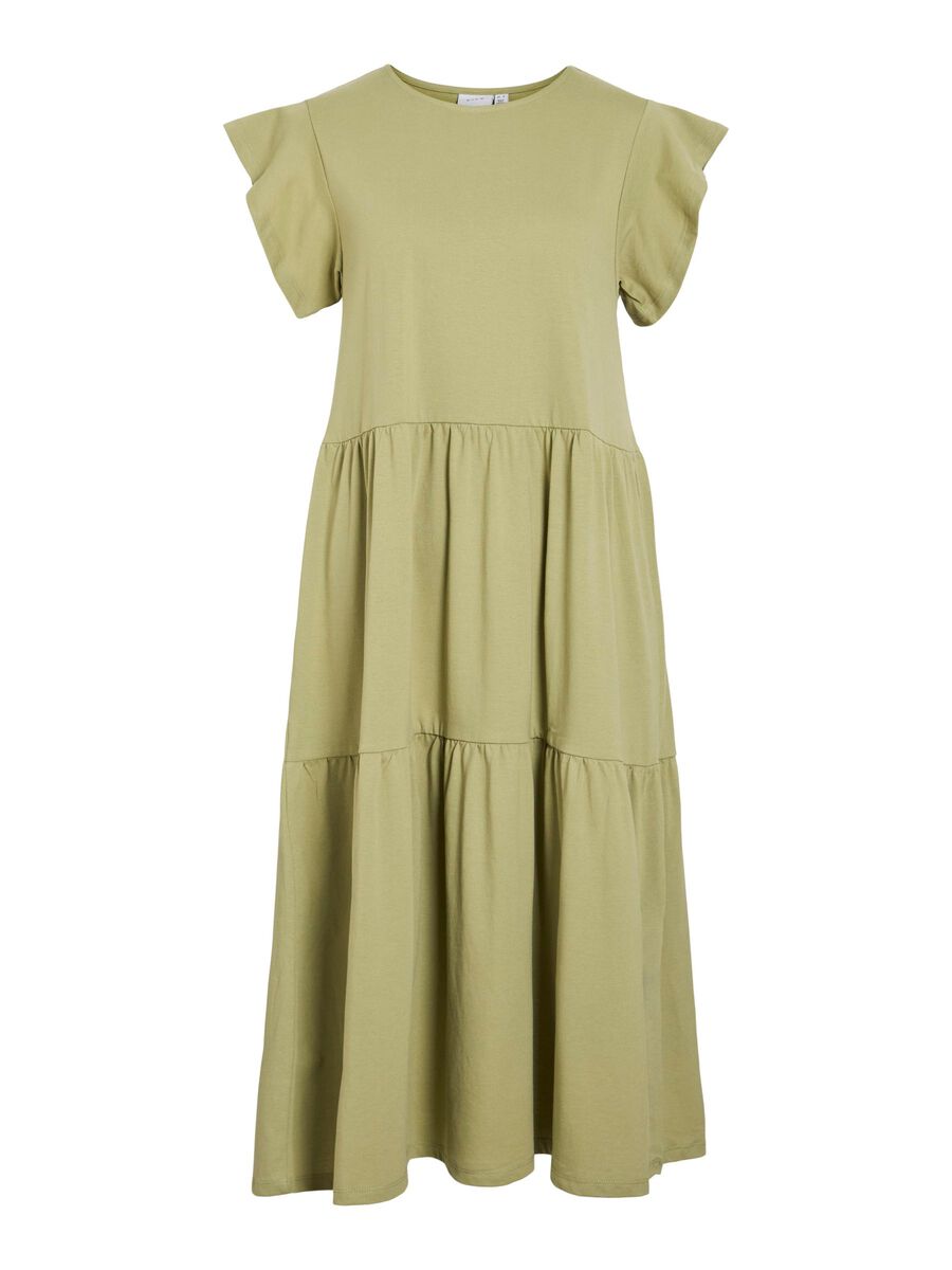 VILA SHORT SLEEVE MIDI DRESS, Sage, highres - 14087542_Sage_001.jpg