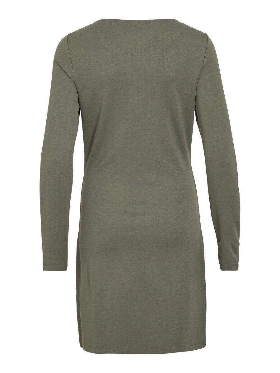 VILA LONG SLEEVED SHORT DRESS, Dusty Olive, highres - 14096602_DustyOlive_002.jpg