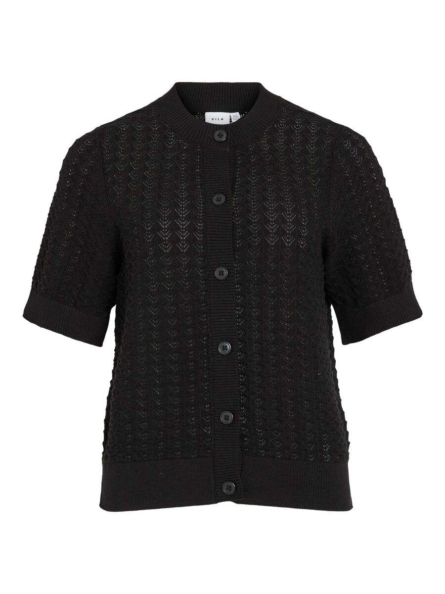 VILA VIVUA KURZARM STRICKJACKE, Black, highres - 14109641_Black_001.jpg