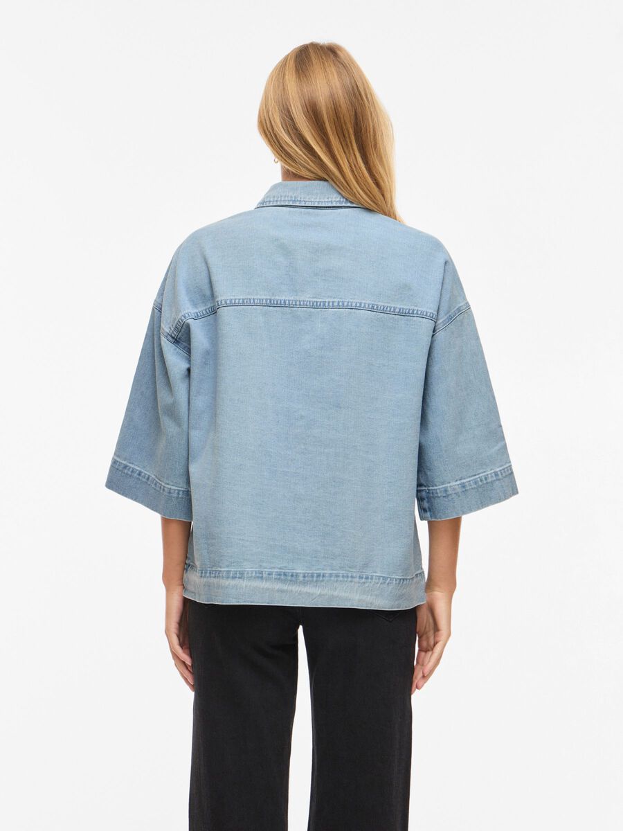 Product carousel image - VIELMA 3/4-&AElig;RMER DENIMSKJORTE, Light Blue Denim | 2