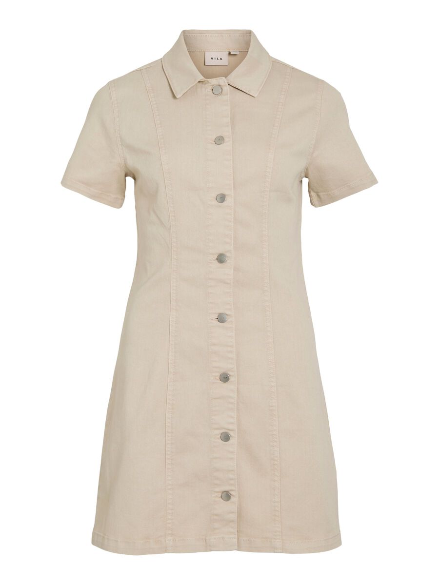 Product carousel image - VINISA KORT DENIM JURK, Ecru | 1