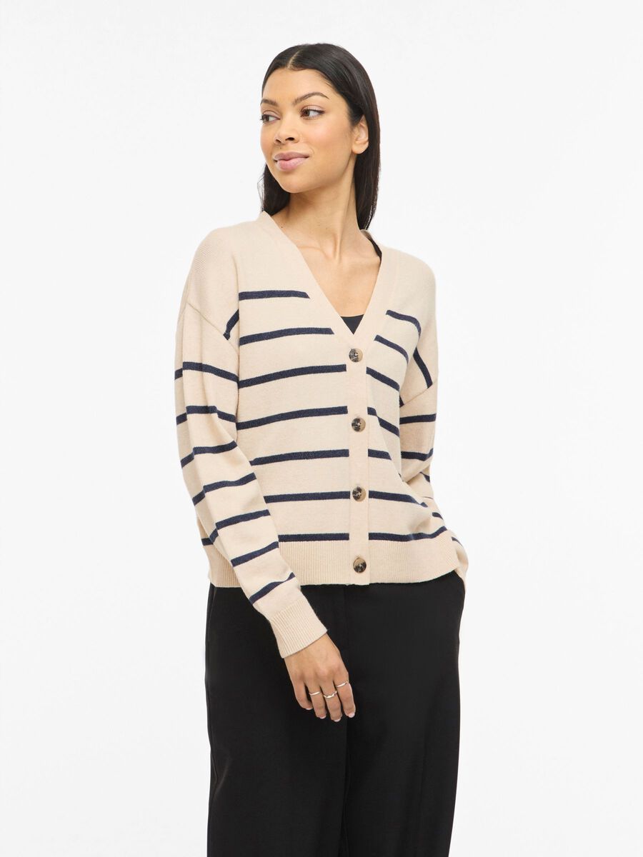 Product carousel image - VIRIL V-HALS GEBREID VEST, Super Light Natural Melan | 1