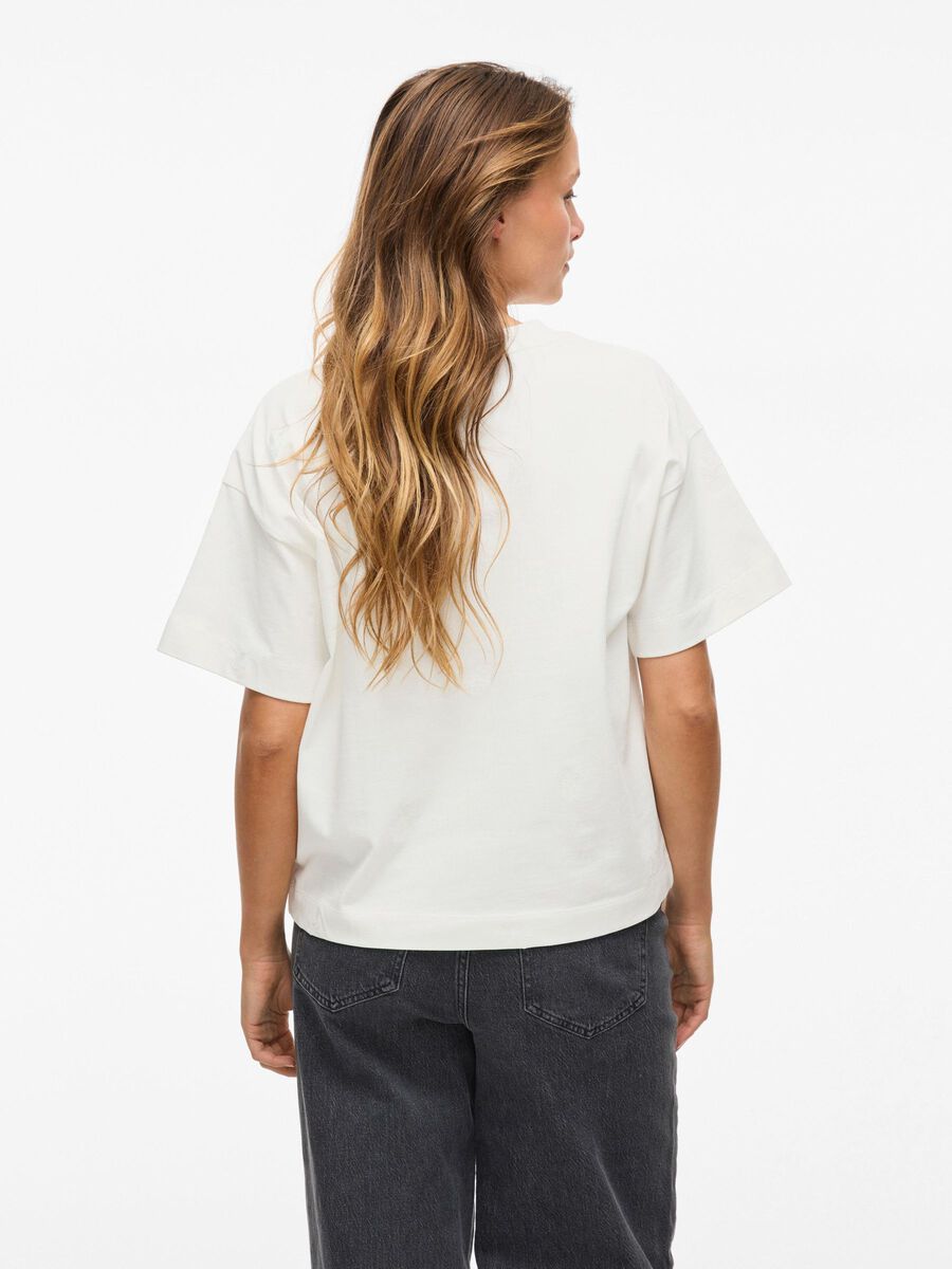 VILA COTTON SHORT-SLEEVED T-SHIRT, Snow White, highres - 14106761_SnowWhite_1183989_004.jpg