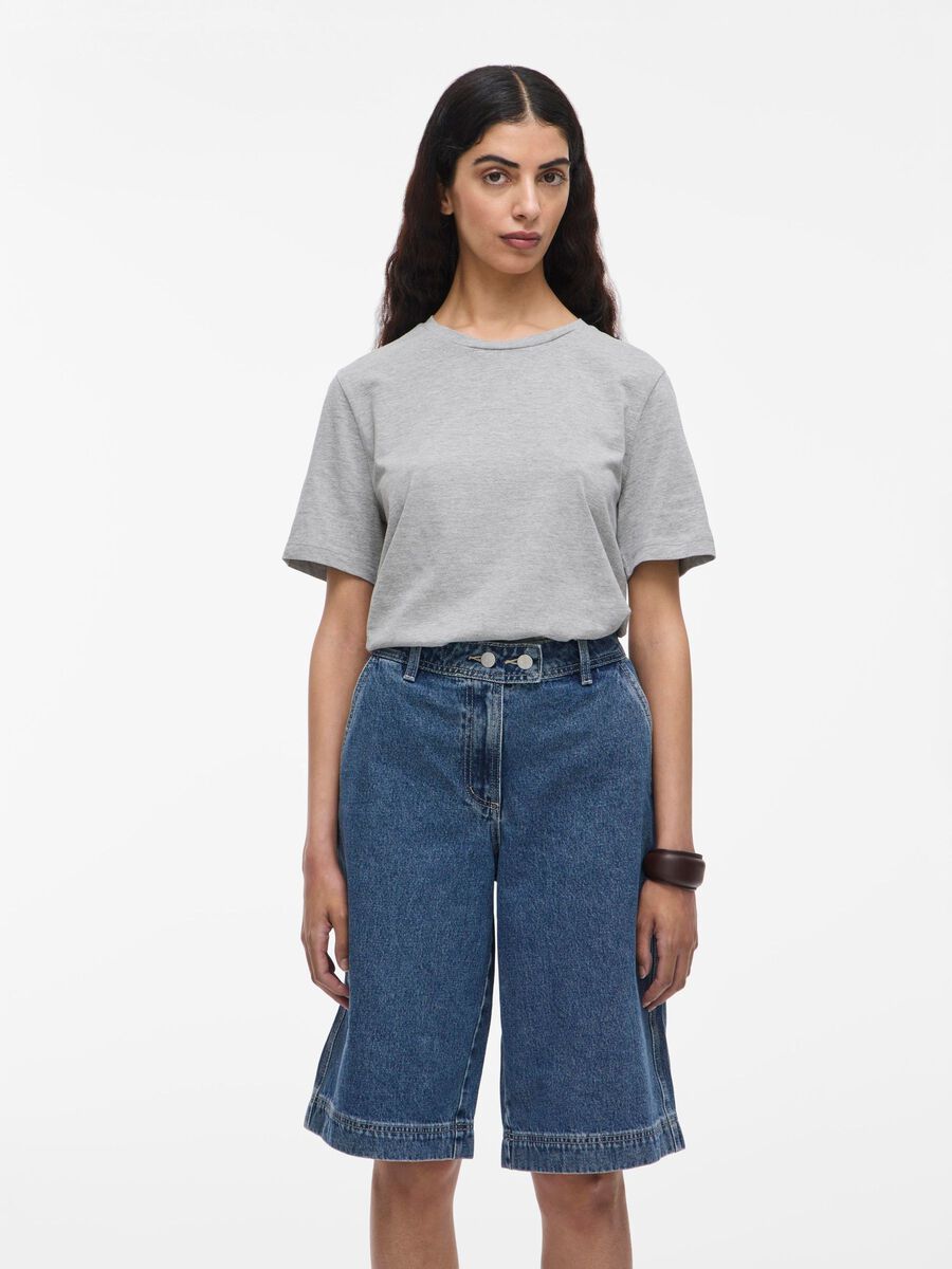 VILA COTONE T-SHIRT, Light Grey Melange, highres - 14109463_LightGreyMelange_003.jpg