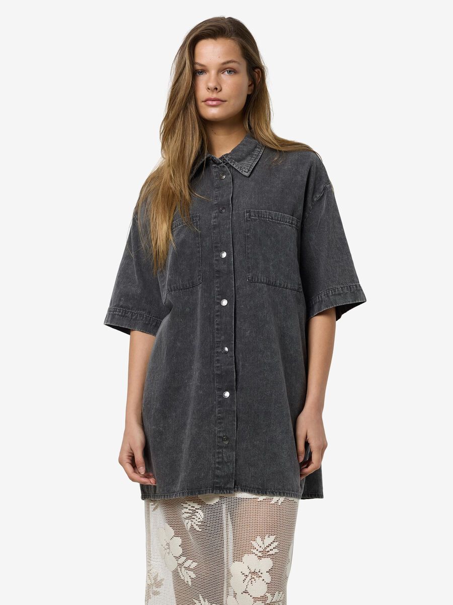 Noisy May OVERSIZED DENIM SHIRT, Black, highres - 27034179_Black_1186090_003.jpg