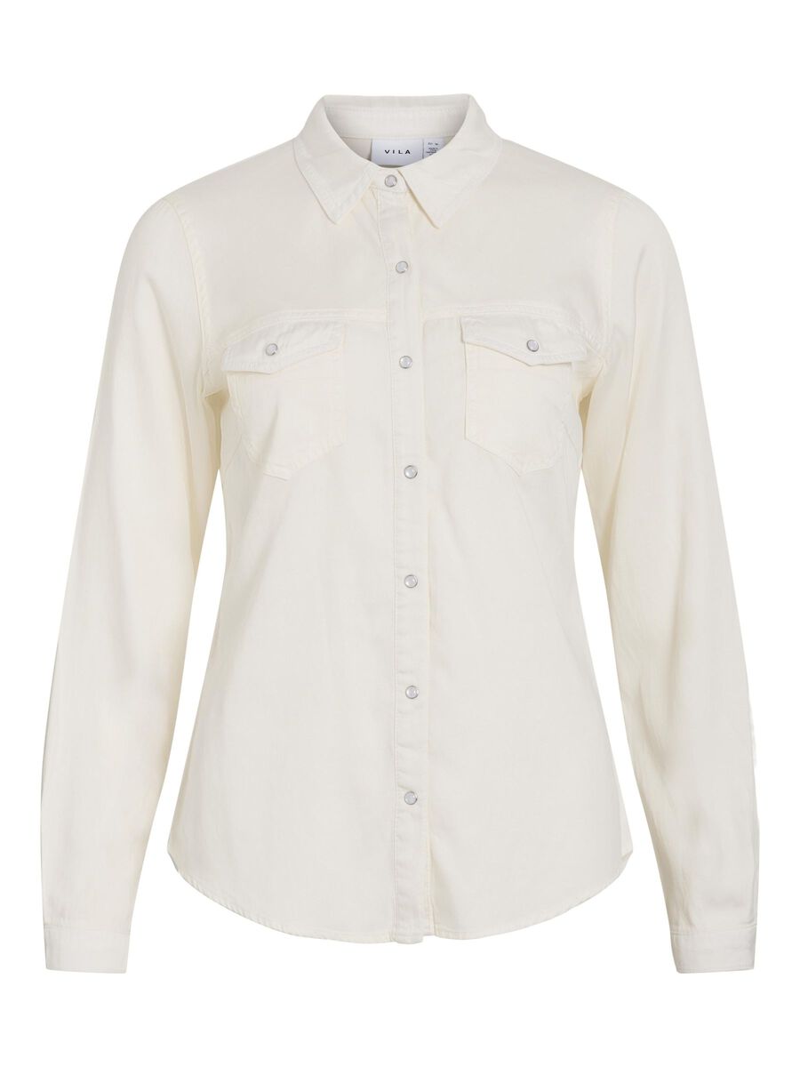VILA VIBISTA POCKET DENIM SHIRT, Egret, highres - 14033008_Egret_001.jpg