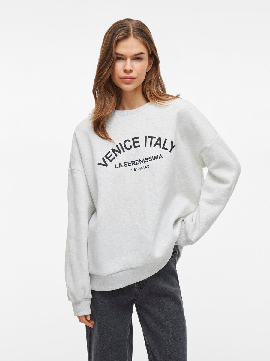 VILA LOOSE FIT SWEATSHIRT, Light Grey Melange, highres - 14110539_LightGreyMelange_1222599_003.jpg