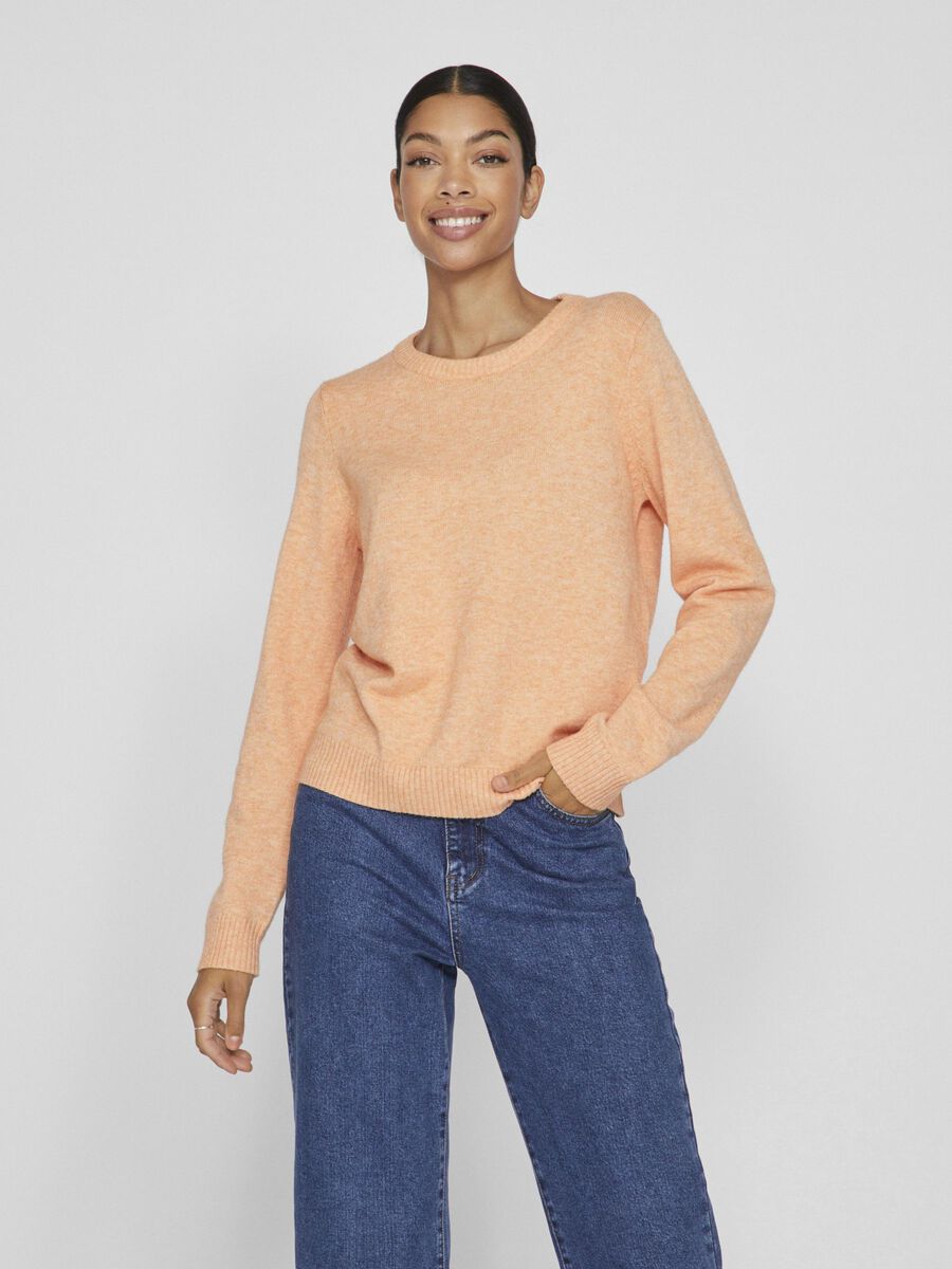 Vila ROUND NECK KNITTED PULLOVER, Shell Coral, highres - 14054177_ShellCoral_972274_003.jpg