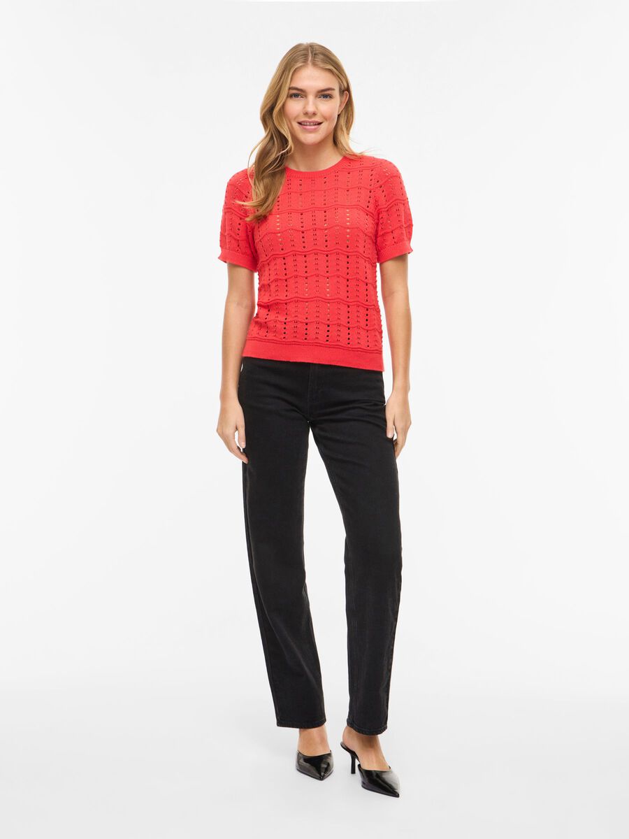 Carousel image - VISIDONA SHORT SLEEVED KNITTED TOP, Hibiscus | 4