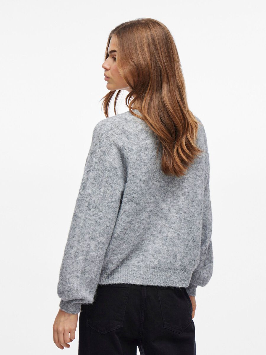 VILA SCOLLO A V PULLOVER A MAGLIA, Medium Grey Melange, highres - 14110999_MediumGreyMelange_004.jpg