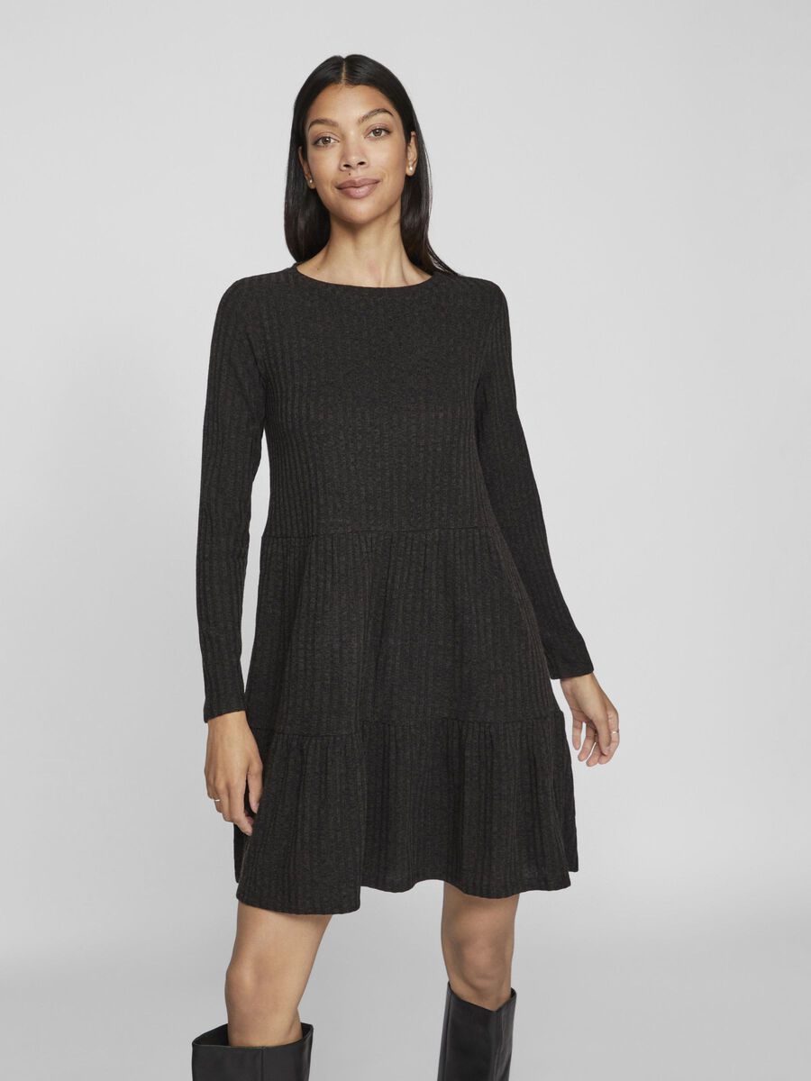 VILA LONG SLEEVED SHORT DRESS, Black, highres - 14103271_Black_003.jpg