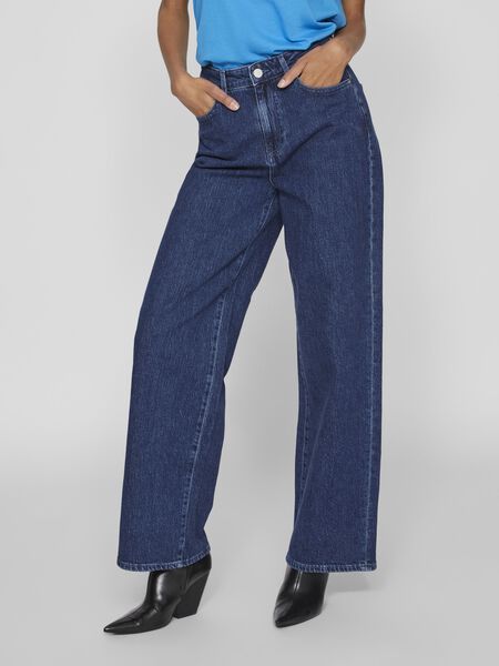 Vila HIGH WAIST WIDE FIT JEANS, Dark Blue Denim, highres - 14091057_DarkBlueDenim_003.jpg
