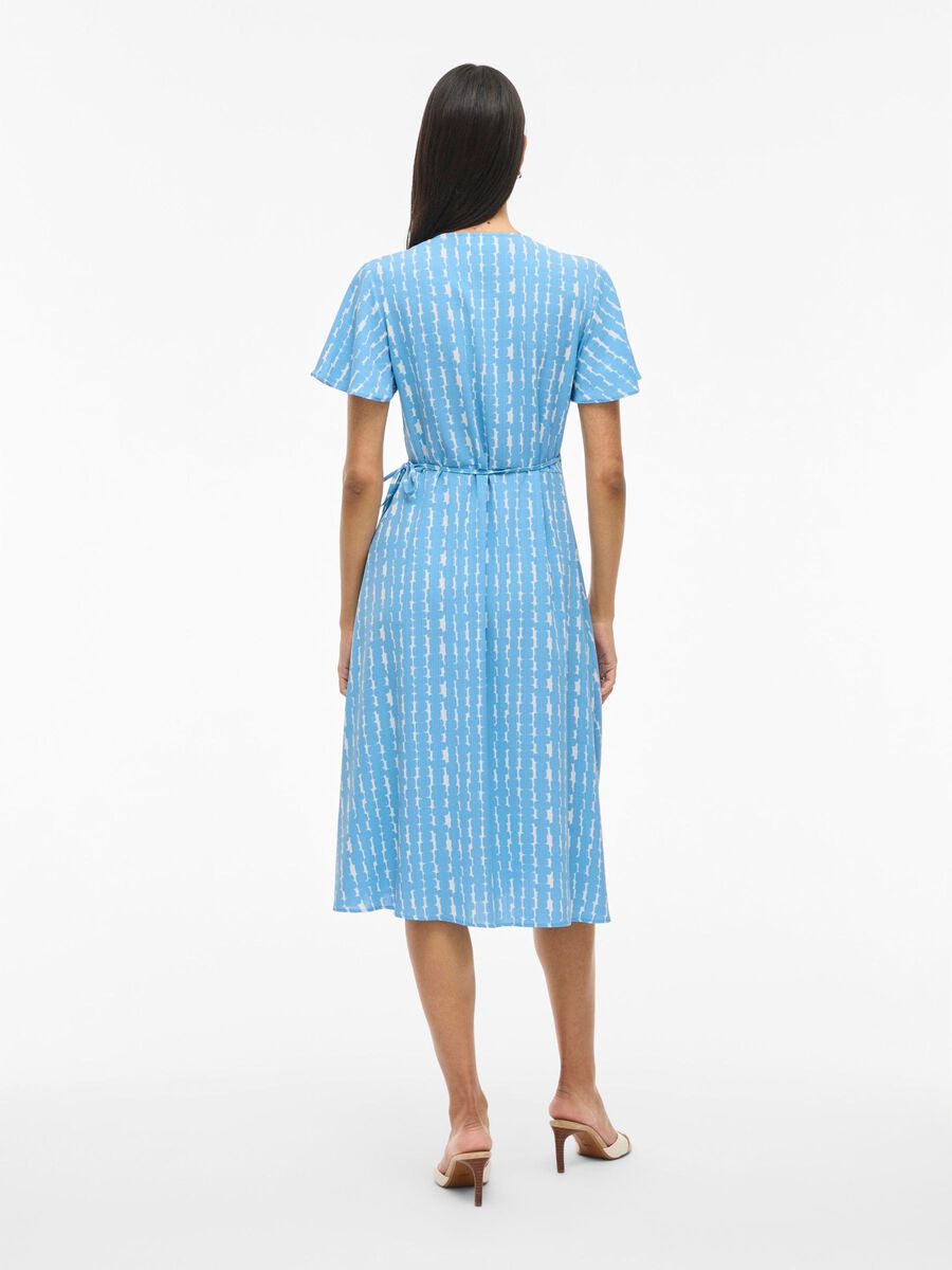 VILA VILOVIE SHORT SLEEVED WRAP DRESS, Blissful Blue, highres - 14059666_BlissfulBlue_1190183_004.jpg