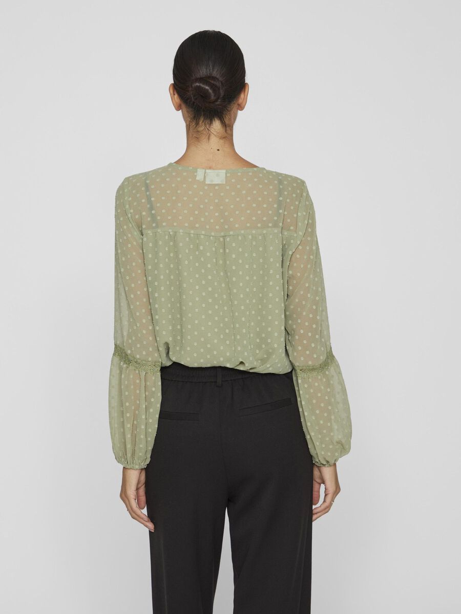 VILA VIEDEE DETAILED LONG SLEEVED BLOUSE, Oil Green, highres - 14079577_OilGreen_004.jpg