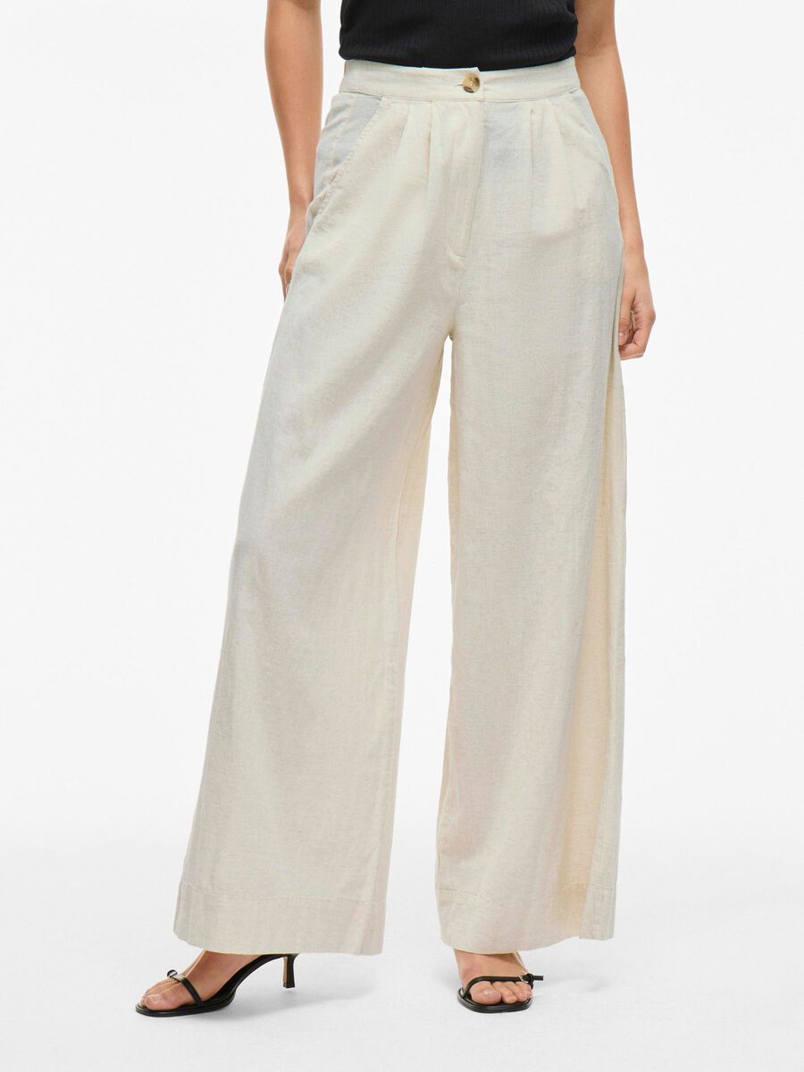 VILA VIETNI HIGH WAIST WIDE LEG BROEK, Super Light Natural Melan, highres - 14107995_SuperLightNaturalMelan_003.jpg