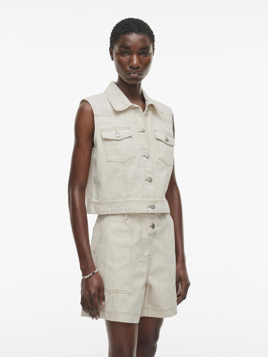 VILA SLEEVELESS DENIM SHIRT, Birch, highres - 14105743_Birch_003.jpg