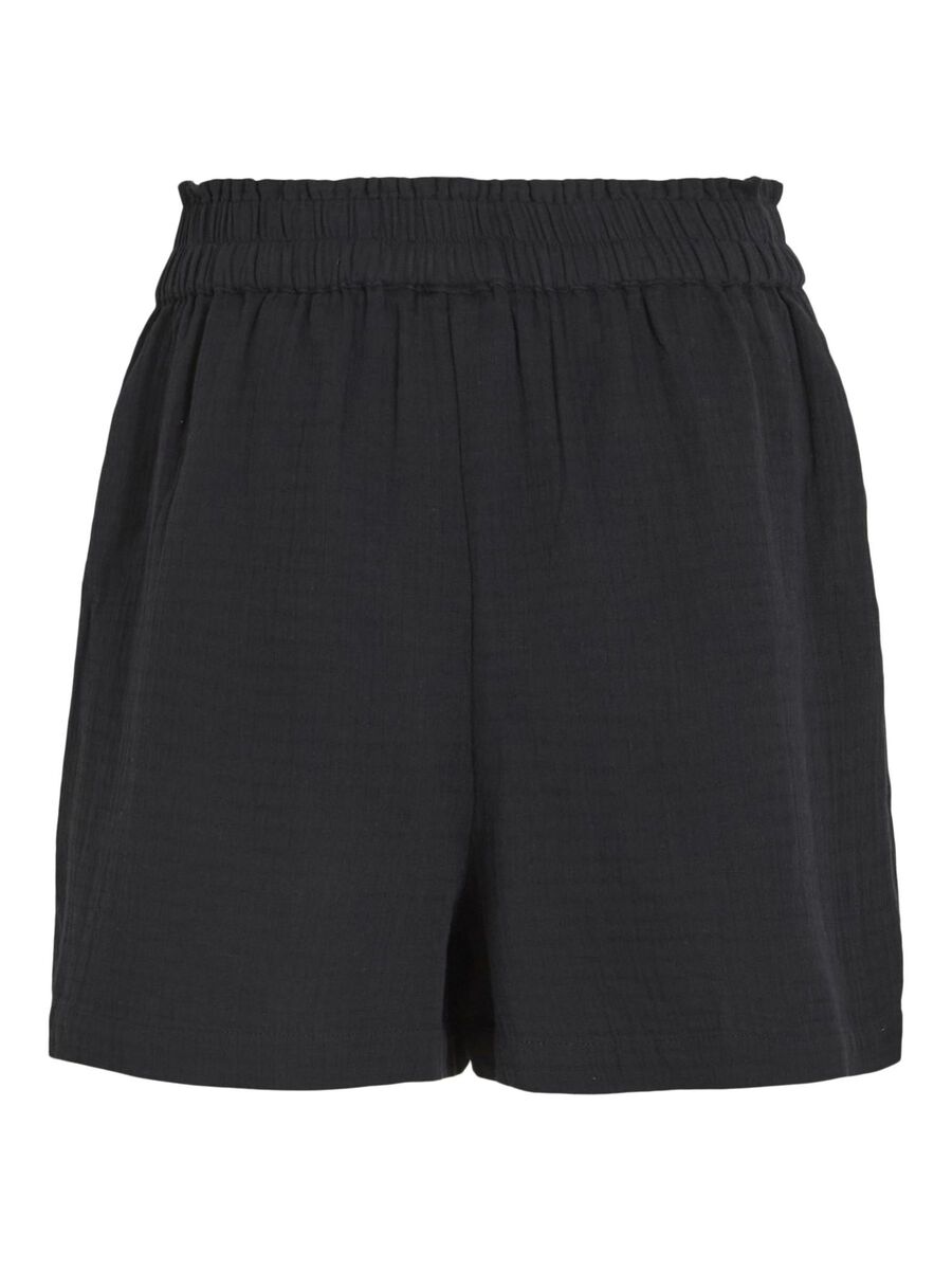 VILA HIGH WAIST COTTON SHORTS, Black Beauty, highres - 14089489_BlackBeauty_002.jpg