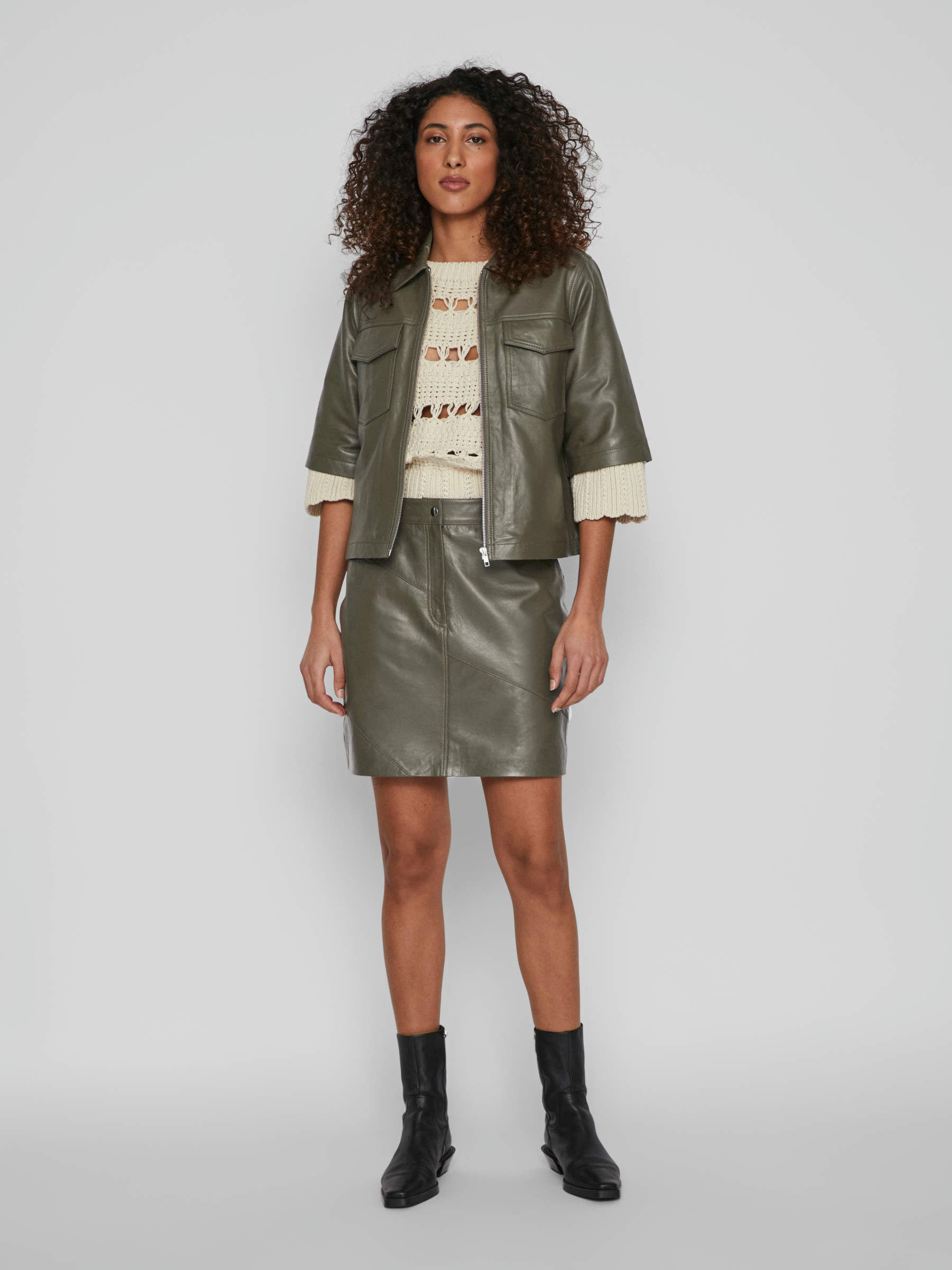 Vila burgundy leather clearance skirt
