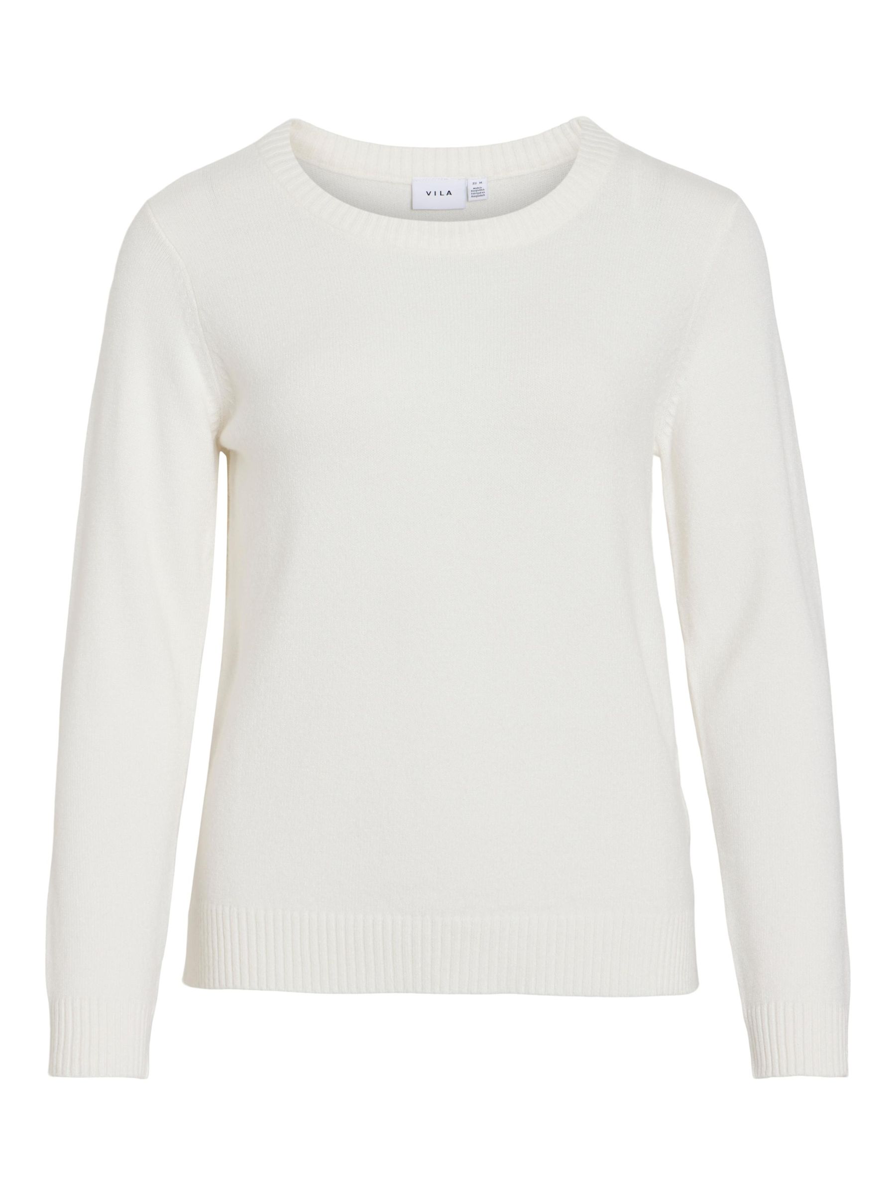 COL ROND PULL EN MAILLE (White) | Vila® E-boutique Officielle