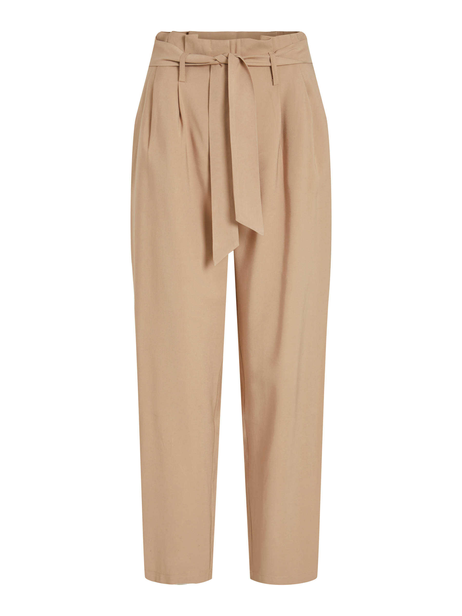 HIGH-WAIST PAPERBAG TROUSERS, Beige