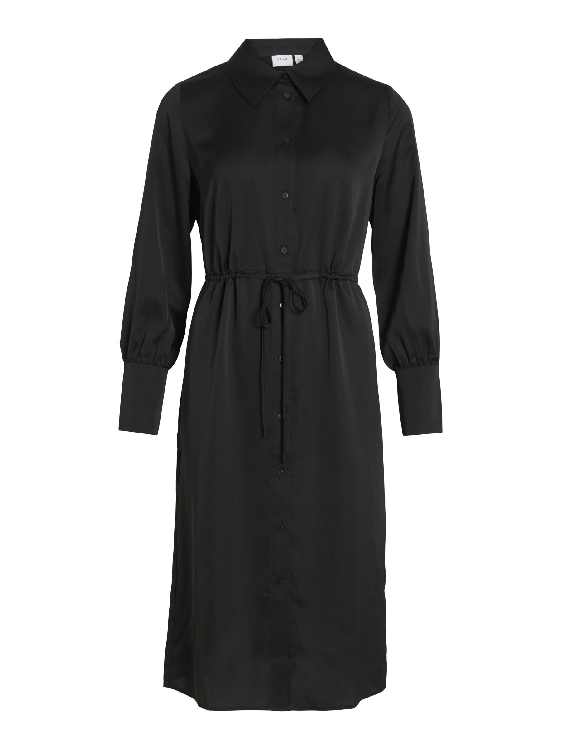 Long Sleeve Tiered Shirt Dress In Black, VILA