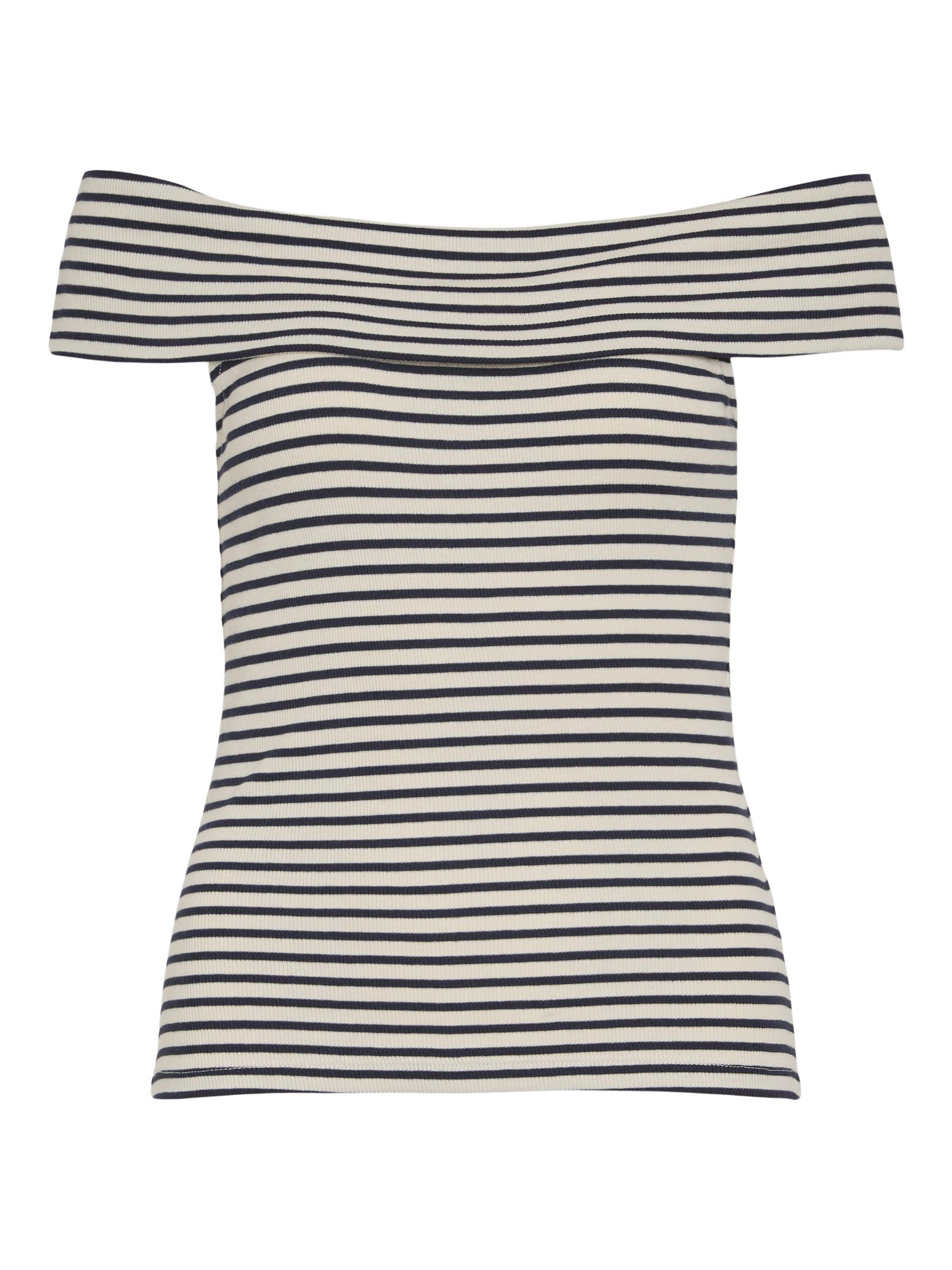 STRIPED OFF-SHOULDER TOP | White | VILA® STRIPED OFF-SHOULDER TOP | White | VILA®