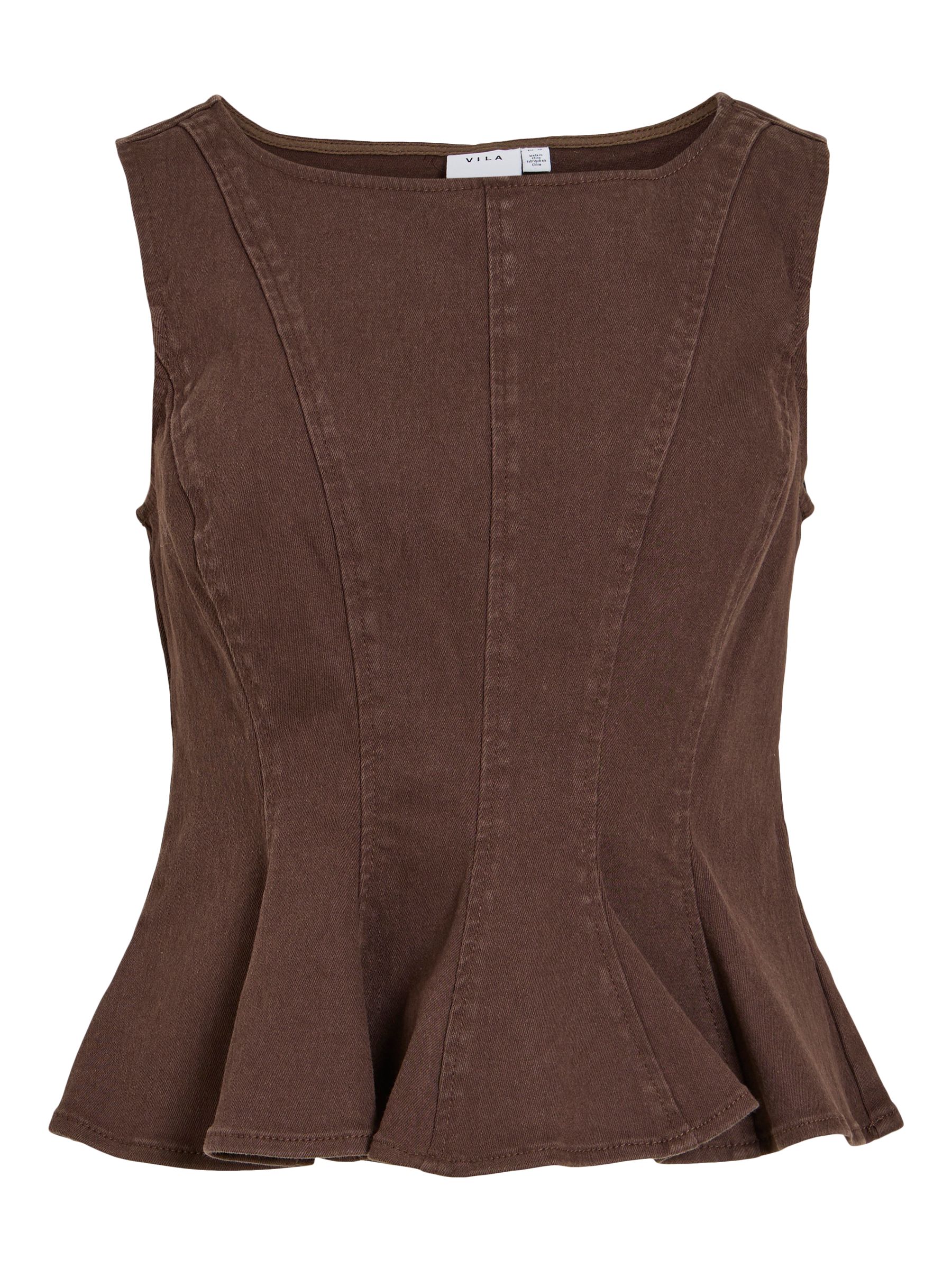 VICHIA PEPLUM SLEEVELESS TOP | Brown | VILA®