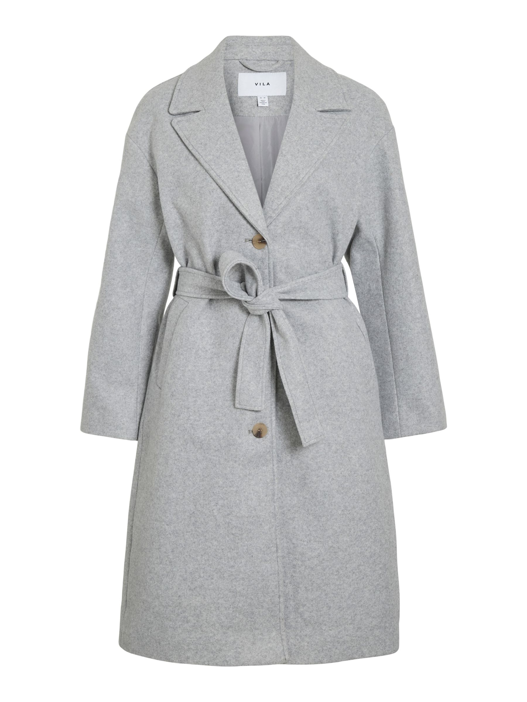 VICLAUDIA BELTED COAT | Grey | VILA®