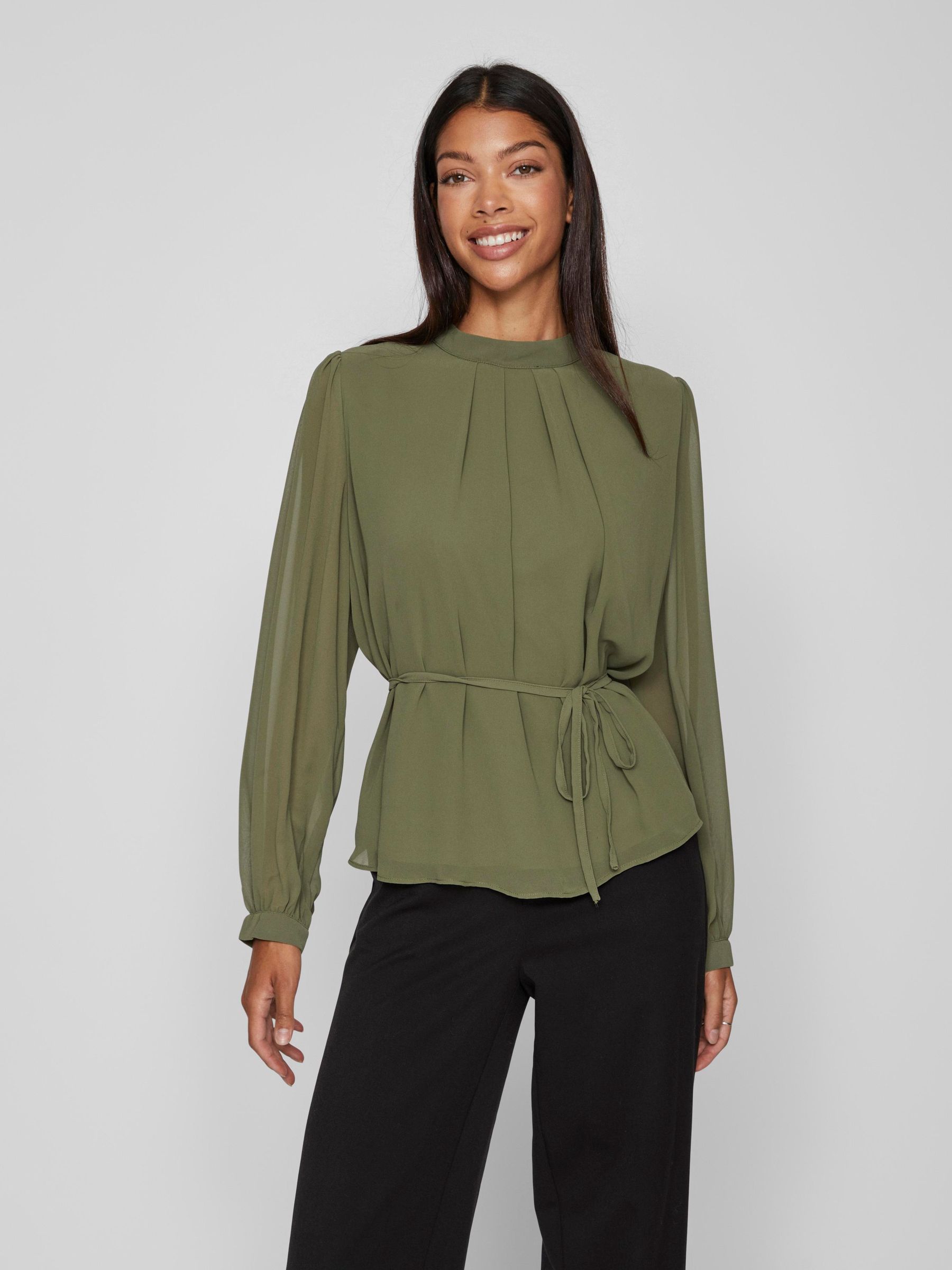 TIE BELT BLOUSE Green VILA®