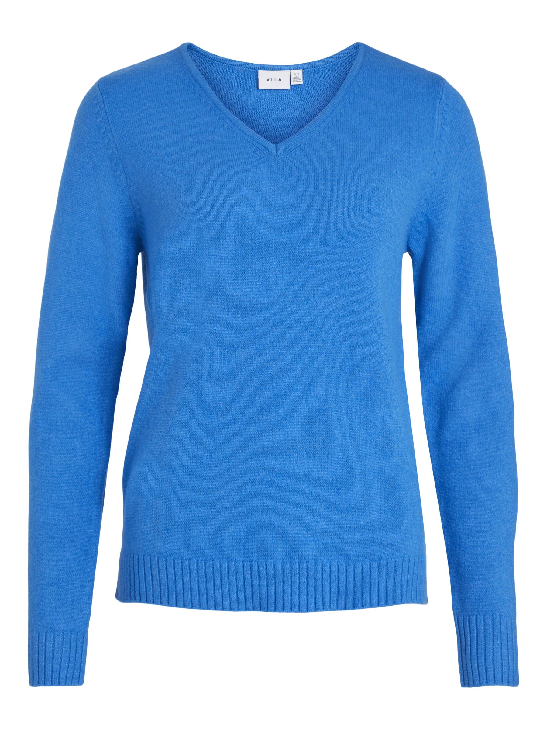 V-NECK KNITTED PULLOVER (Blue) | Vila® Official Online Shop